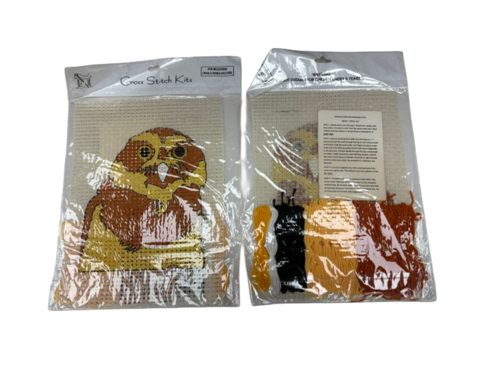 Binca Beginners Cross Stitch Kit featuring a forest owl design by Cheapfabrics, includes cross-stitch fabric and patterns.