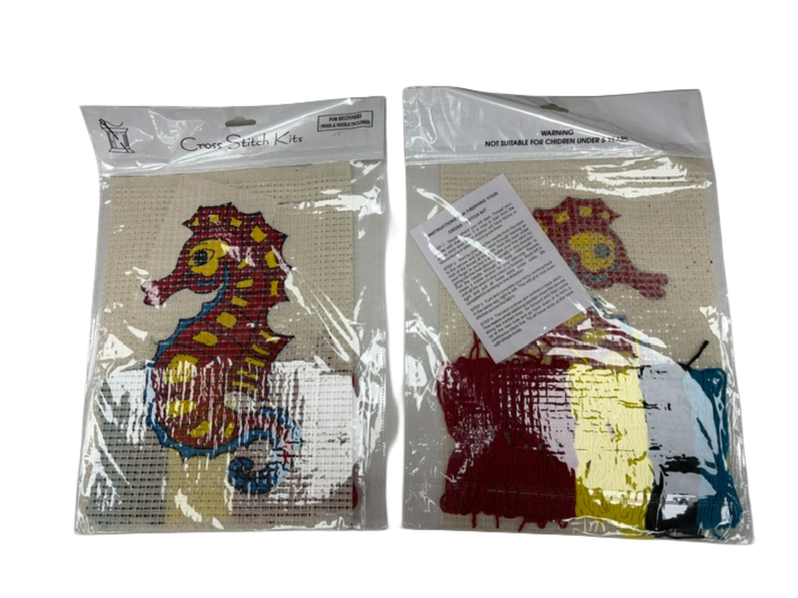 Binca Beginners Cross Stitch Kit with Sealife design by Cheap Fabrics, featuring colorful sea creatures and starter stitching supplies.