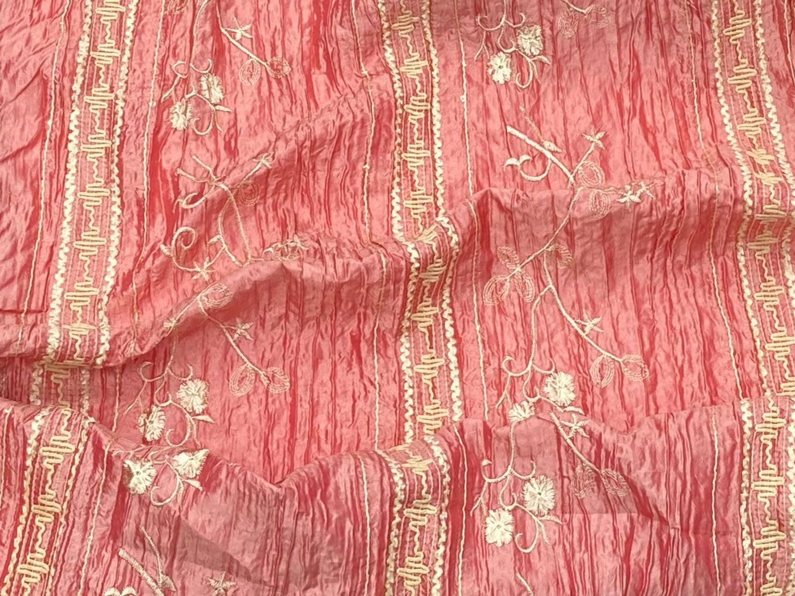 Shimmer Crushed Taffeta With Embroidered Thread Work And Sequins - Cheap Fabrics