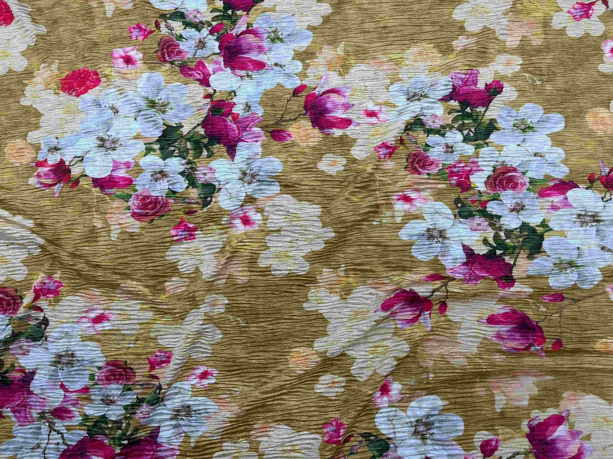 Crushed Jersey Fabric - Flower Fun