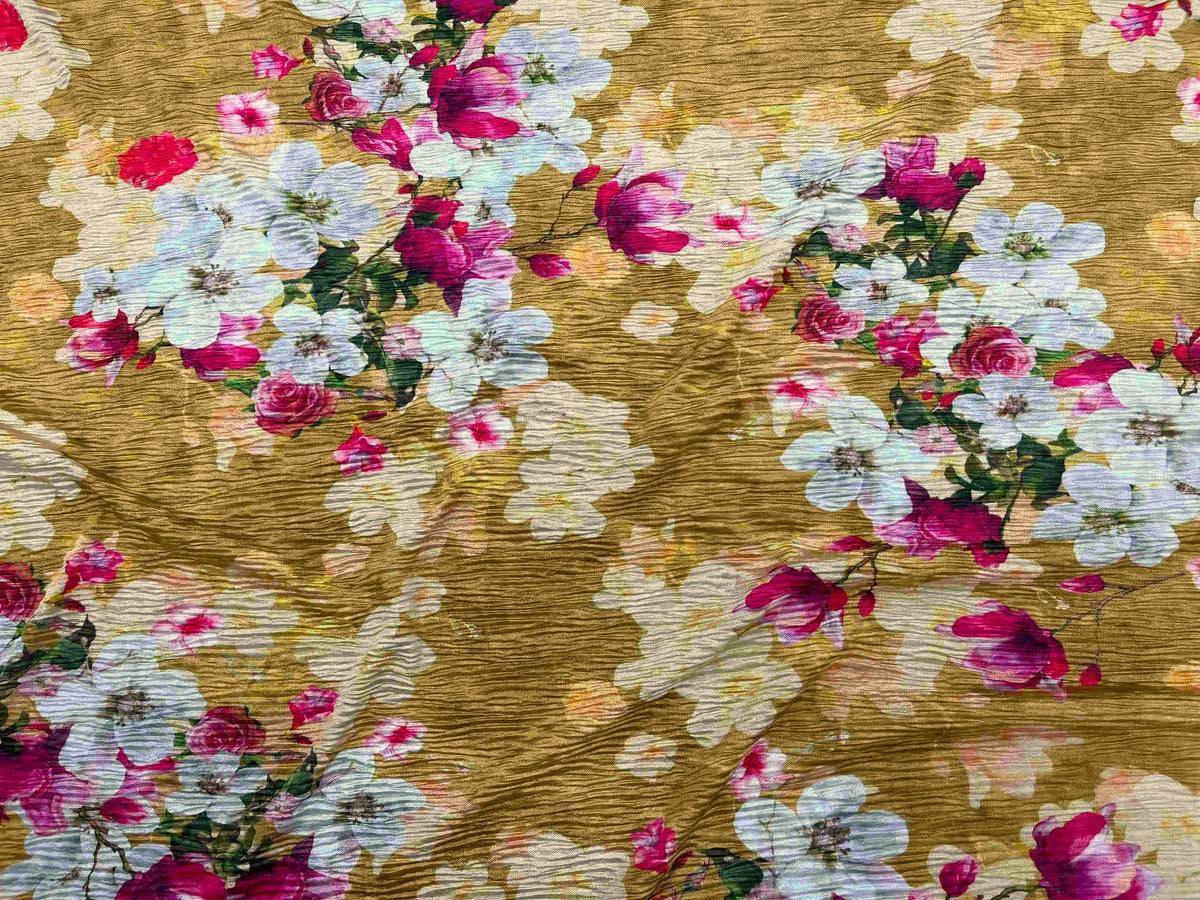 Crushed Jersey Fabric - Flower Fun