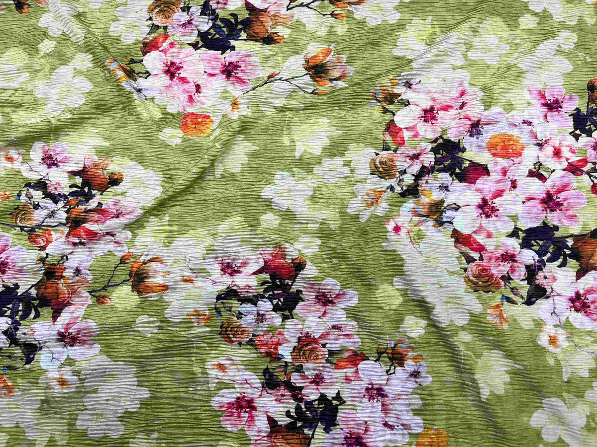 Crushed Jersey Fabric - Flower Fun
