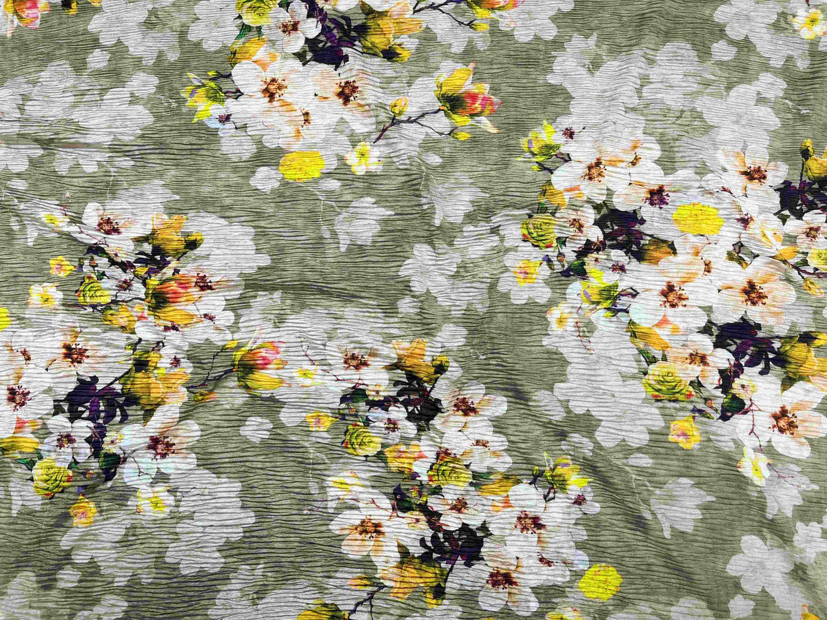 Crushed Jersey Fabric - Flower Fun