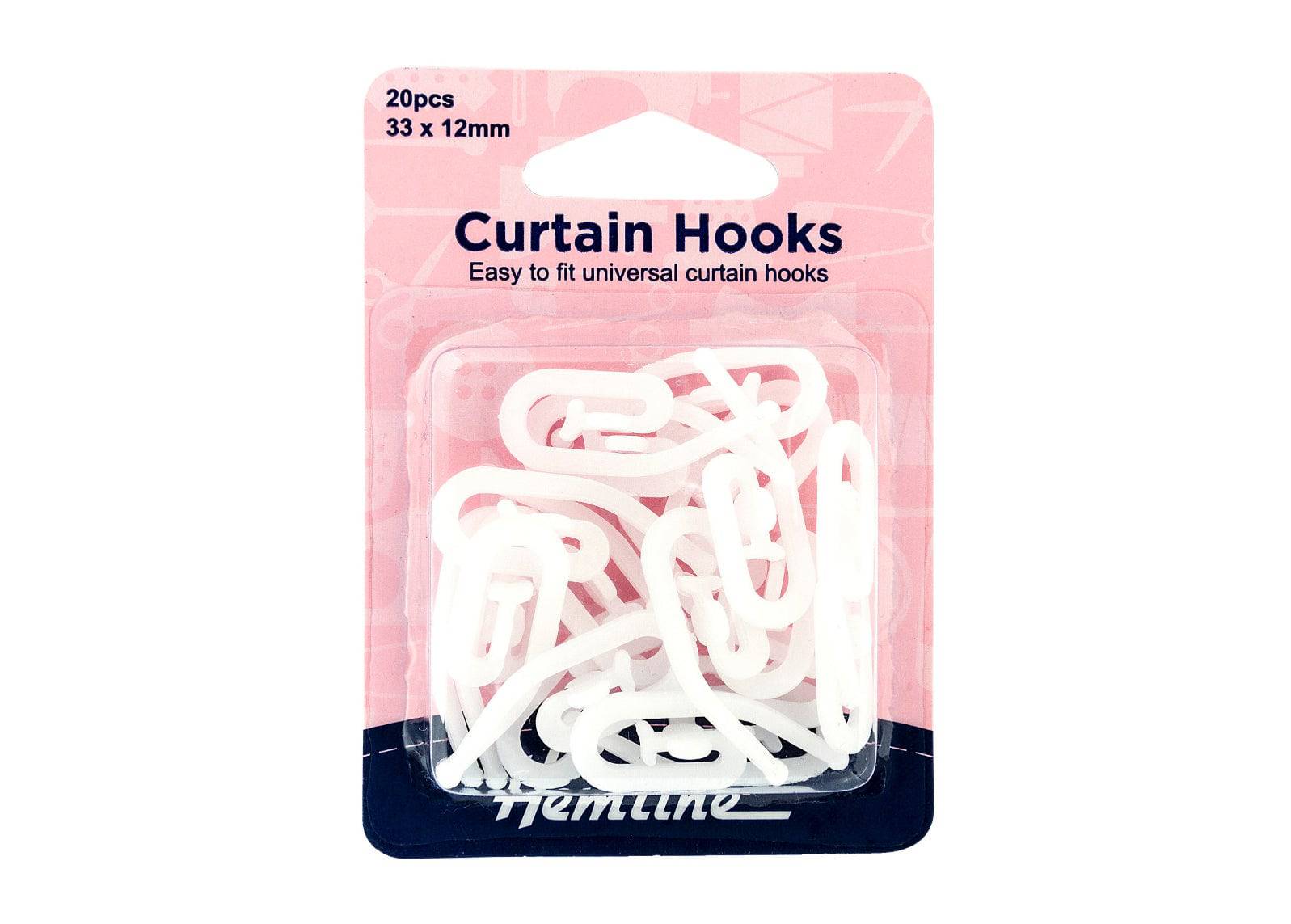 Curtain Hooks - Standard: 33 x 12mm: 20 Pieces - Cheap Fabrics