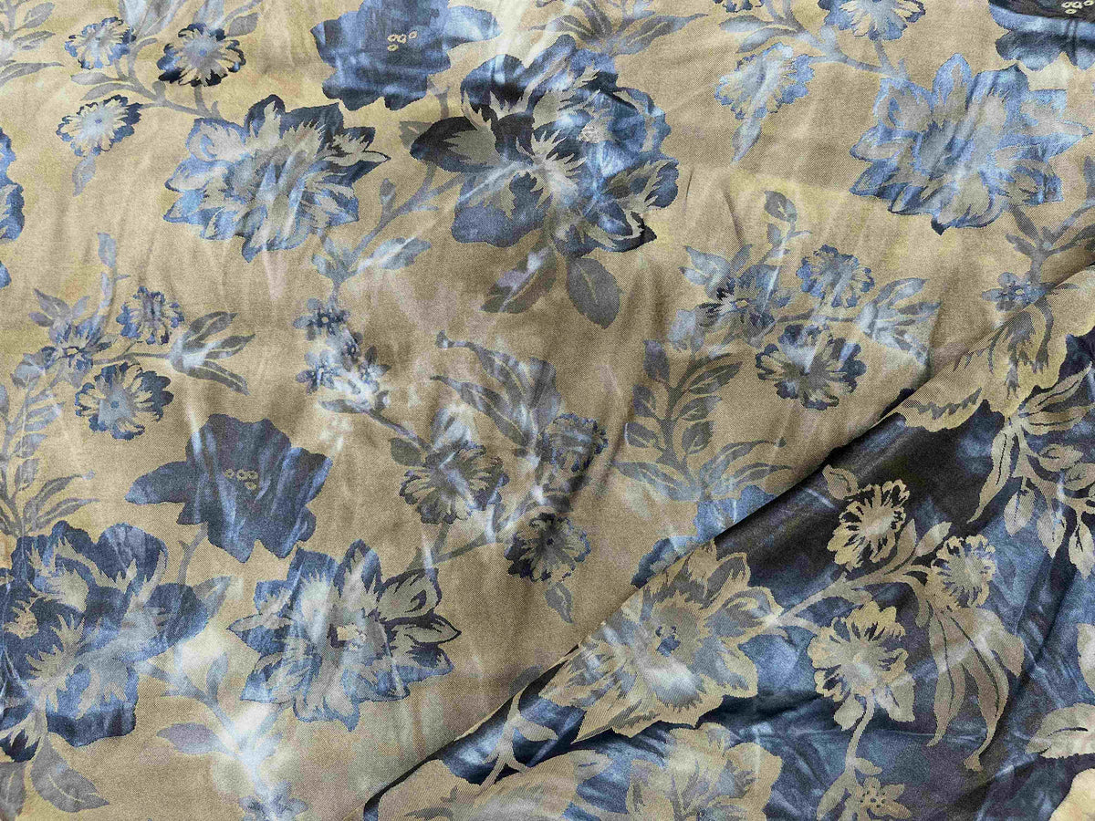 Cheapfabrics Deluxe Double Sided Jacquard Fabric in Regal Bloom blue floral design