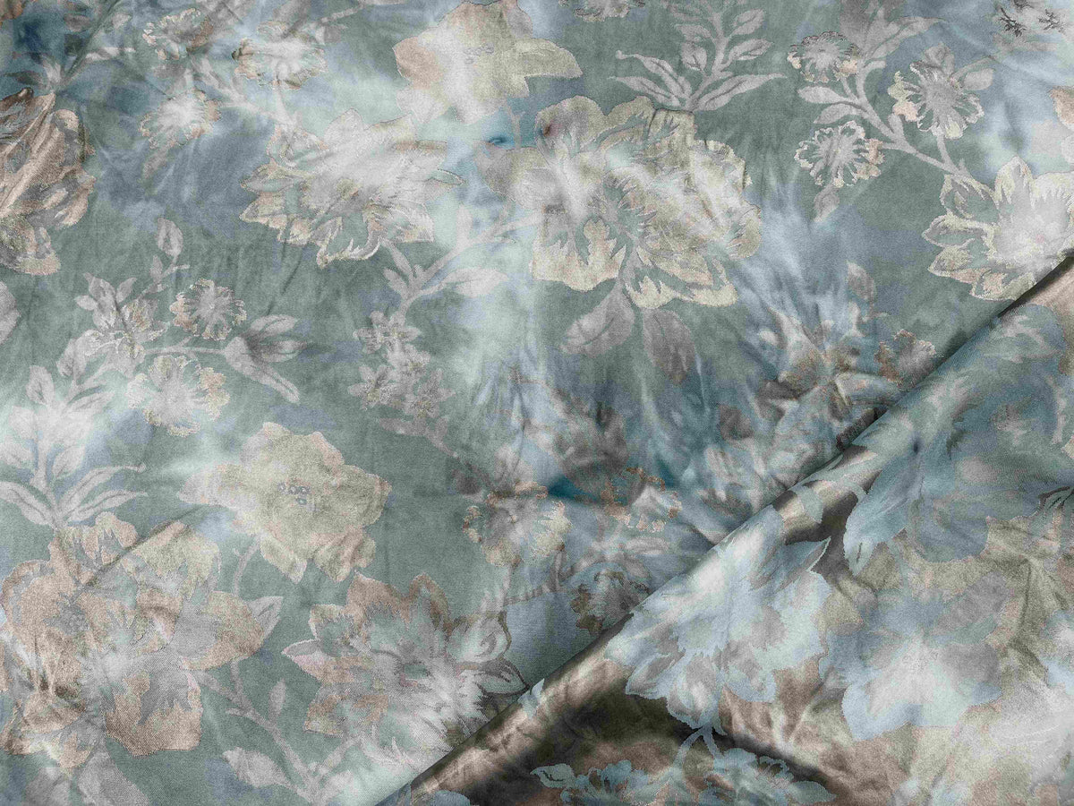 Cheapfabrics Deluxe Double Sided Jacquard Fabric in Regal Bloom pastel green floral pattern