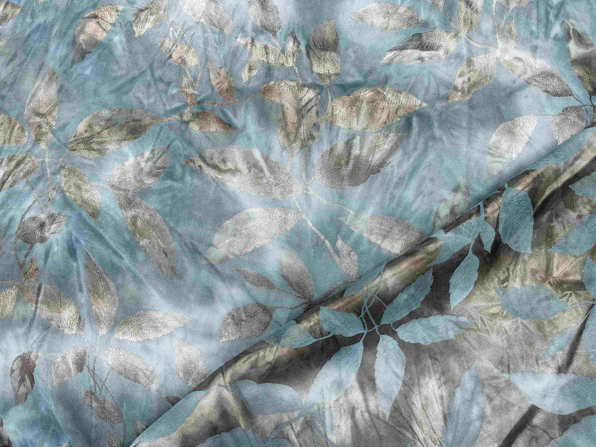 Cheapfabrics Deluxe Double Sided Jacquard Fabric in Royal Leaf pastel green pattern