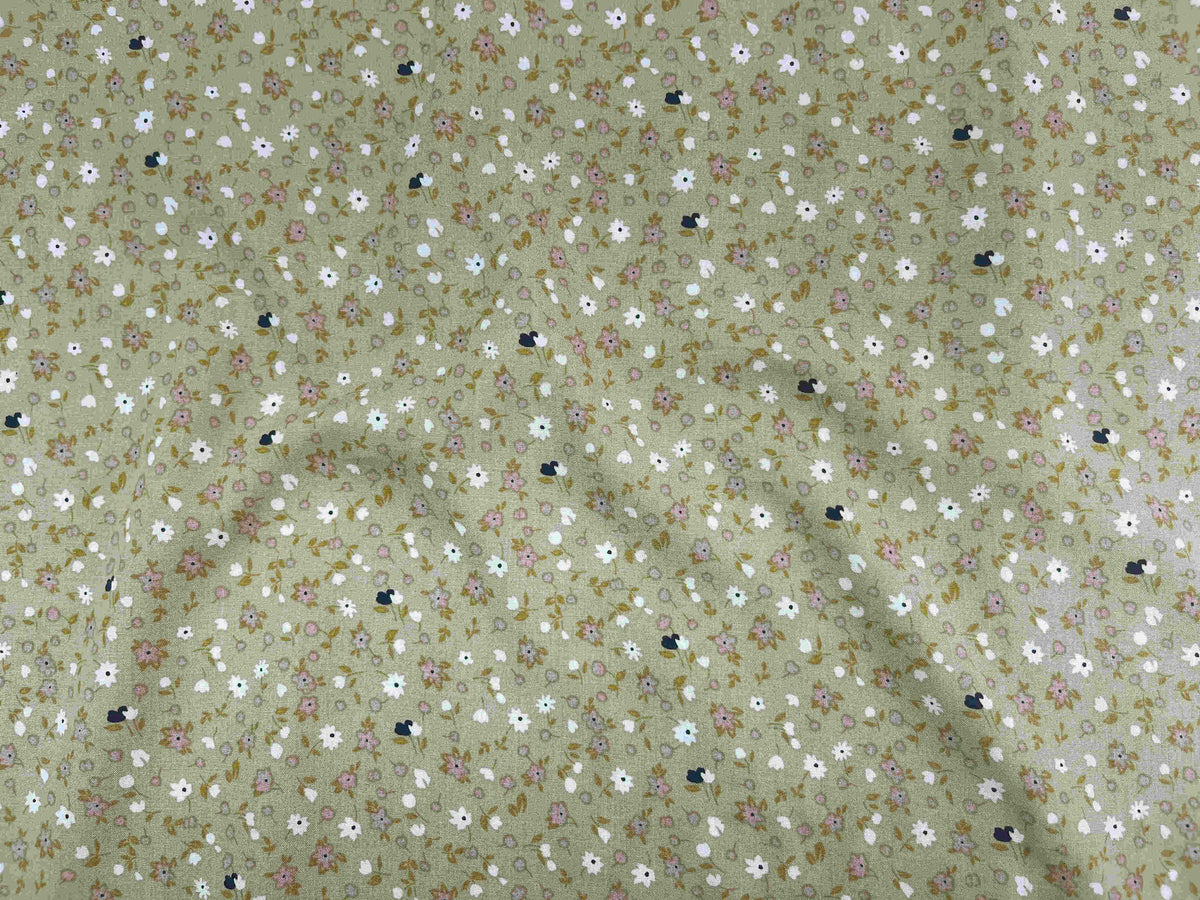 Deluxe Printed Viscose Fabric by Daisy Me featuring a floral daisy pattern, soft and lightweight textile from Cheap Fabrics.