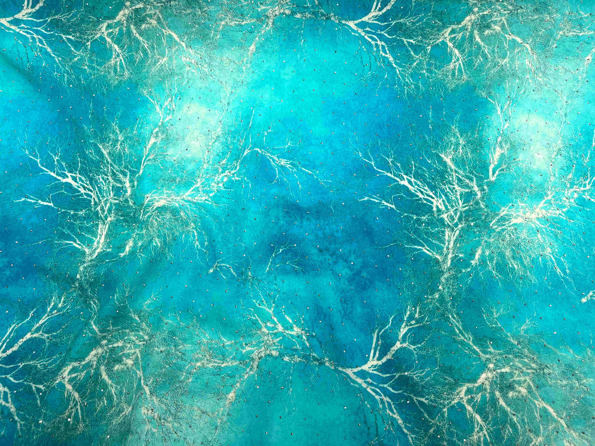Storm-colored Dew Drop Viscose Fabric from Cheap Fabrics, showing soft, flowing textile with a vibrant pattern.