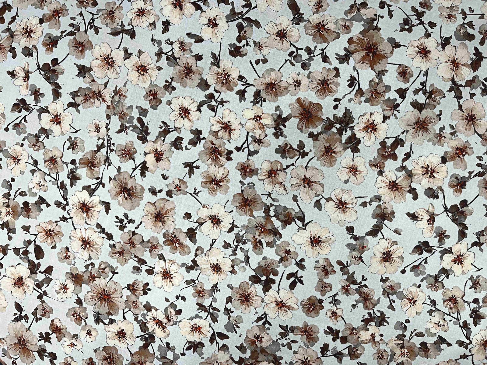 Digital printed cotton lawn fabric with blossom pattern, showcasing vibrant floral design from Cheapfabrics.