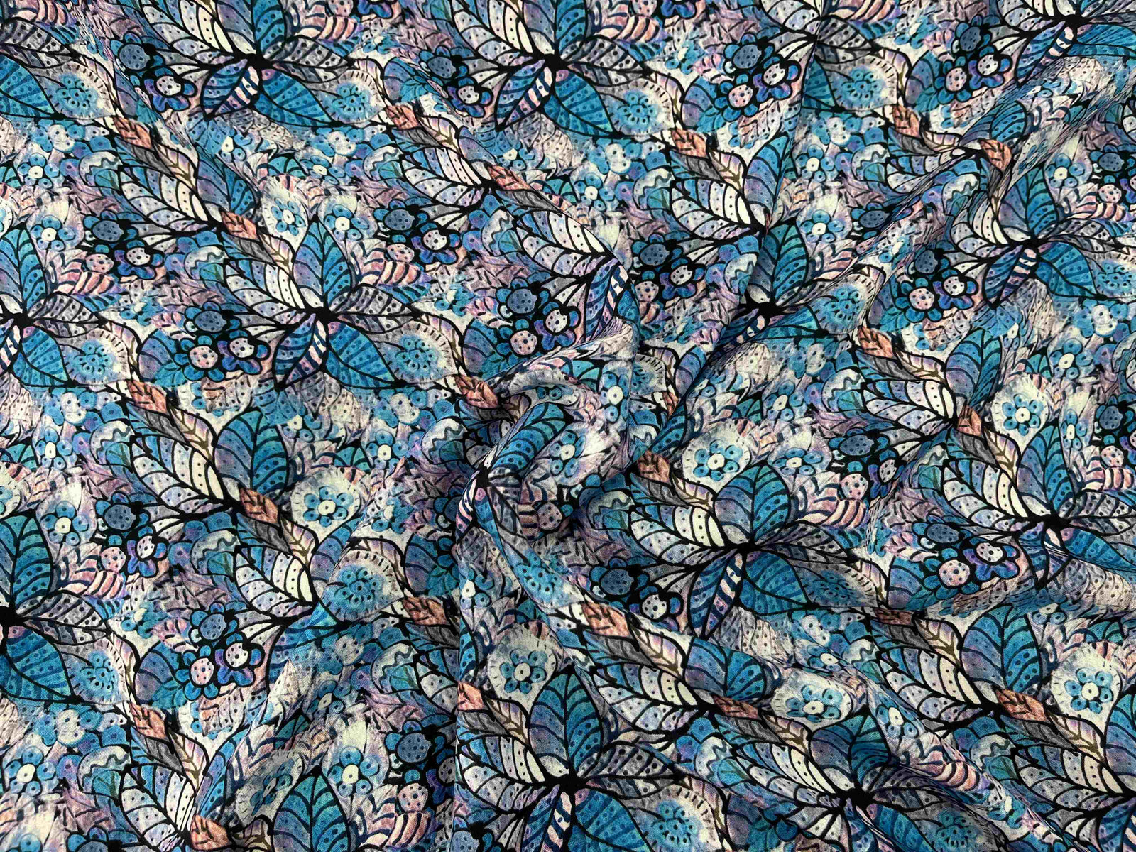 Digital Printed Viscose Fabric - Leafy Love - Cheap Fabrics