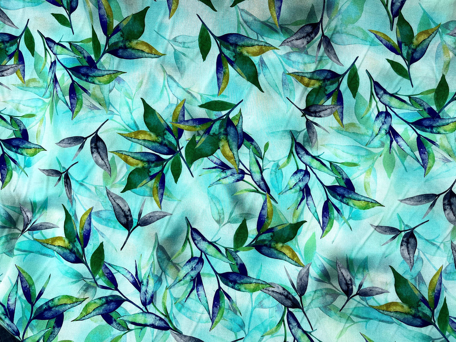 Digital Summer Viscose - Floating Leaves - Cheap Fabrics