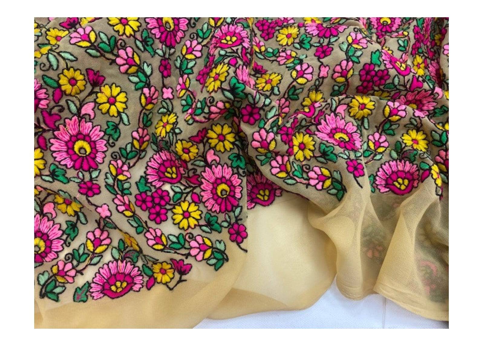 Floral Masterpiece - Embroidered Georgette - Cheap Fabrics