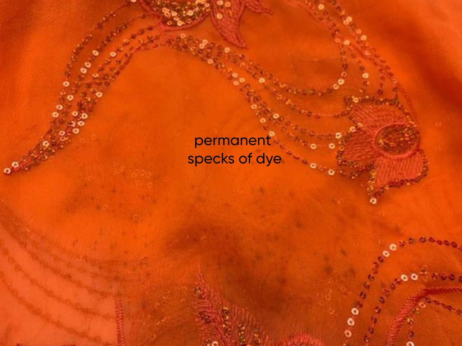 Orange Silk Embroidered Chiffon - 94cms Remnant - SECONDS WITH DEFECT - Cheap Fabrics