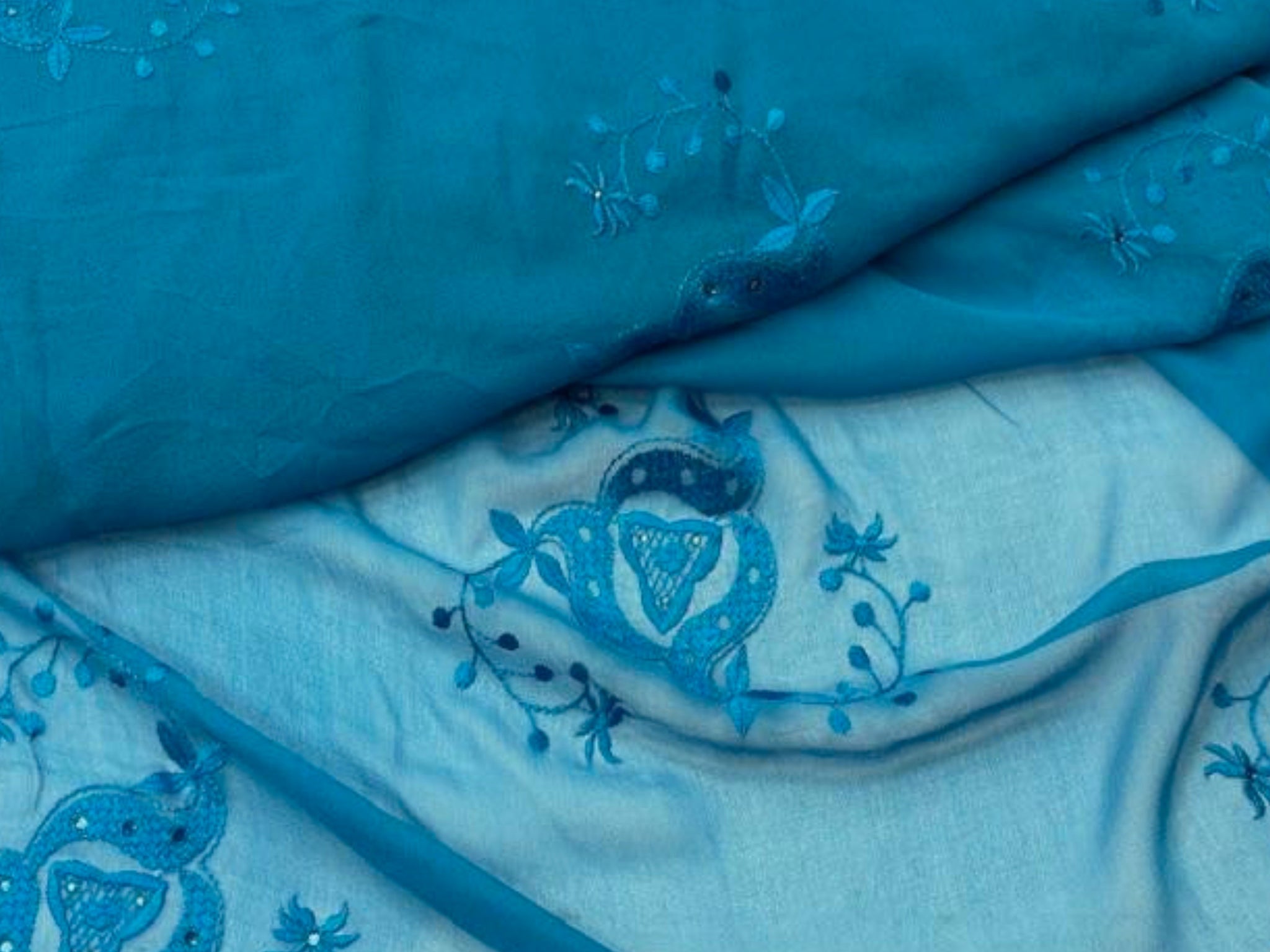 embroidered silk dress fabric uk Motifz-2777-BLACK EMBROIDERED SILK NET FABRIC