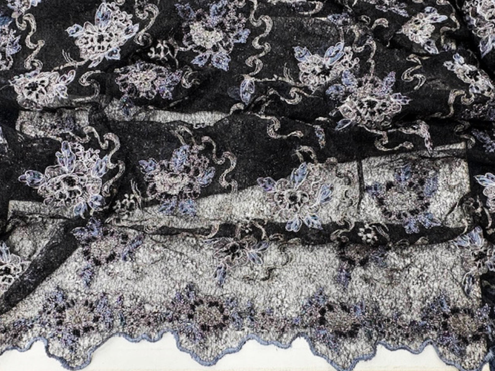 Design 4 - Embroidered Tulle Scalloped Edge - Cheap Fabrics