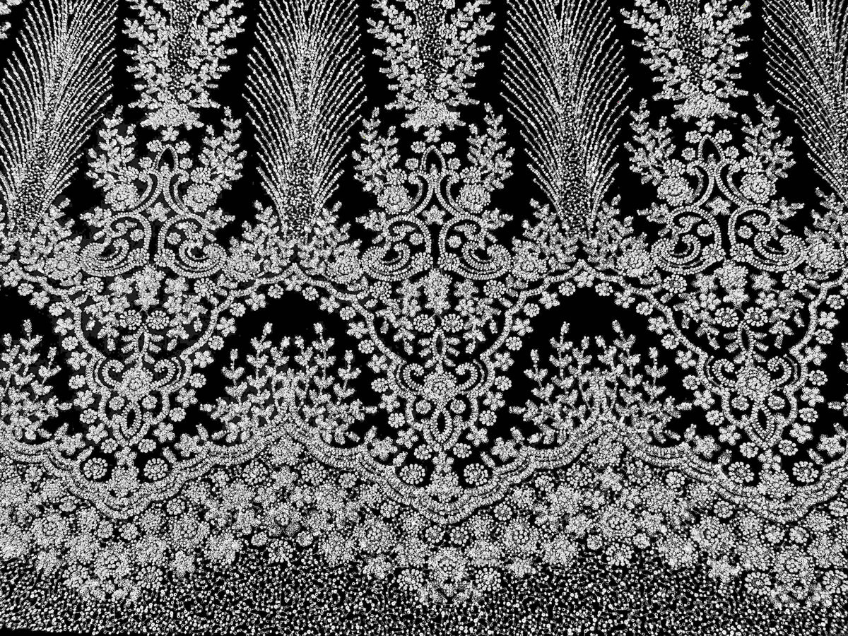 Embroidered Beaded Tulle Fabric - Strictly