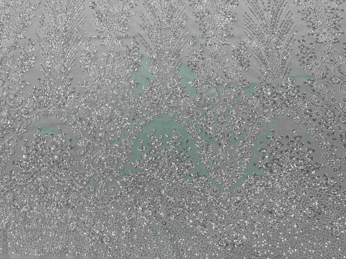 Embroidered Beaded Tulle Fabric - Strictly
