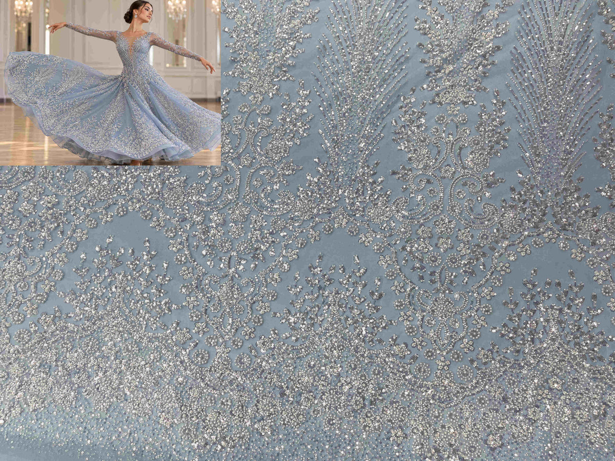 Embroidered Beaded Tulle Fabric - Strictly