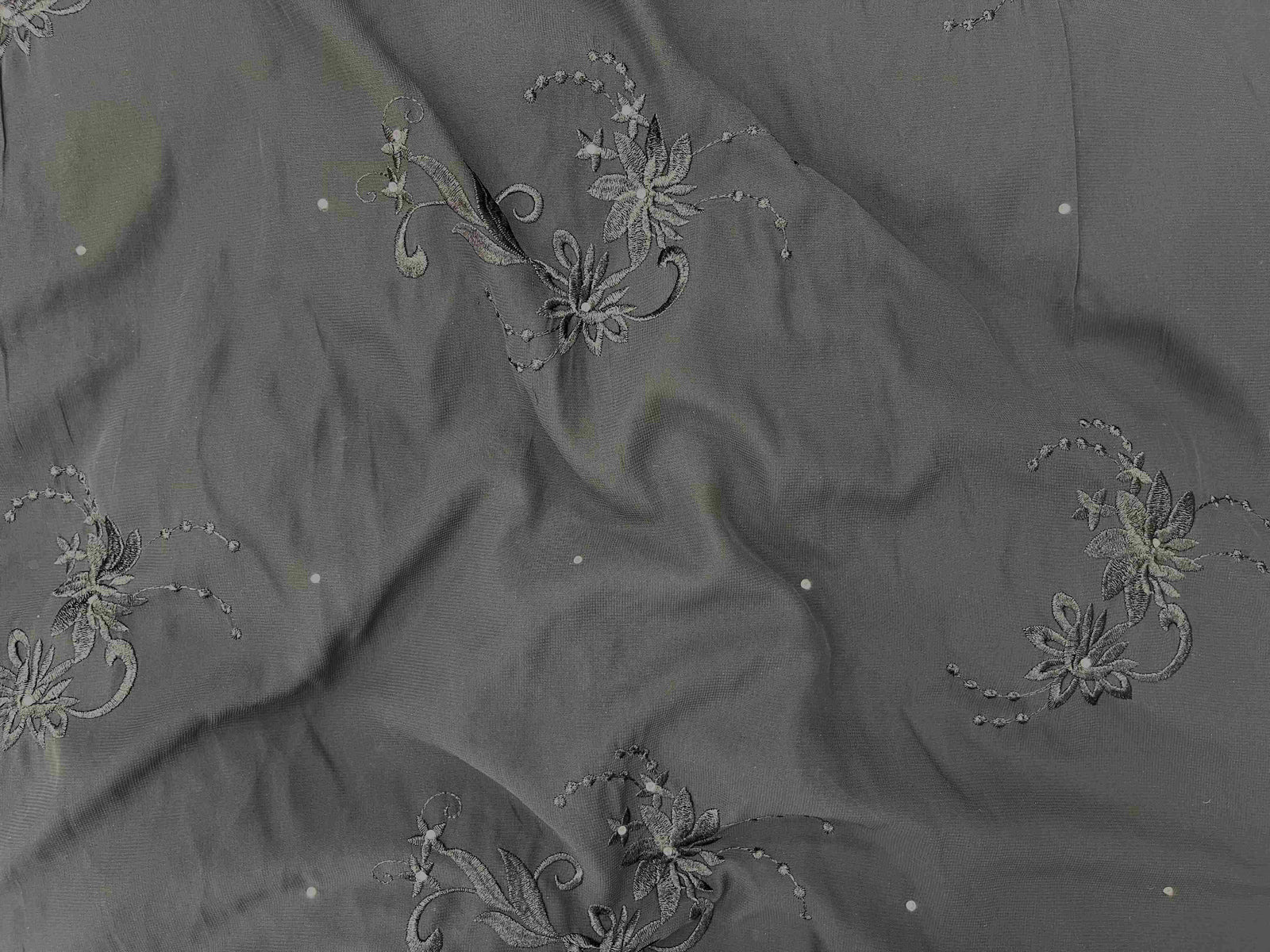 Black Stone Embroidered Georgette Fabric - Cheap Fabrics