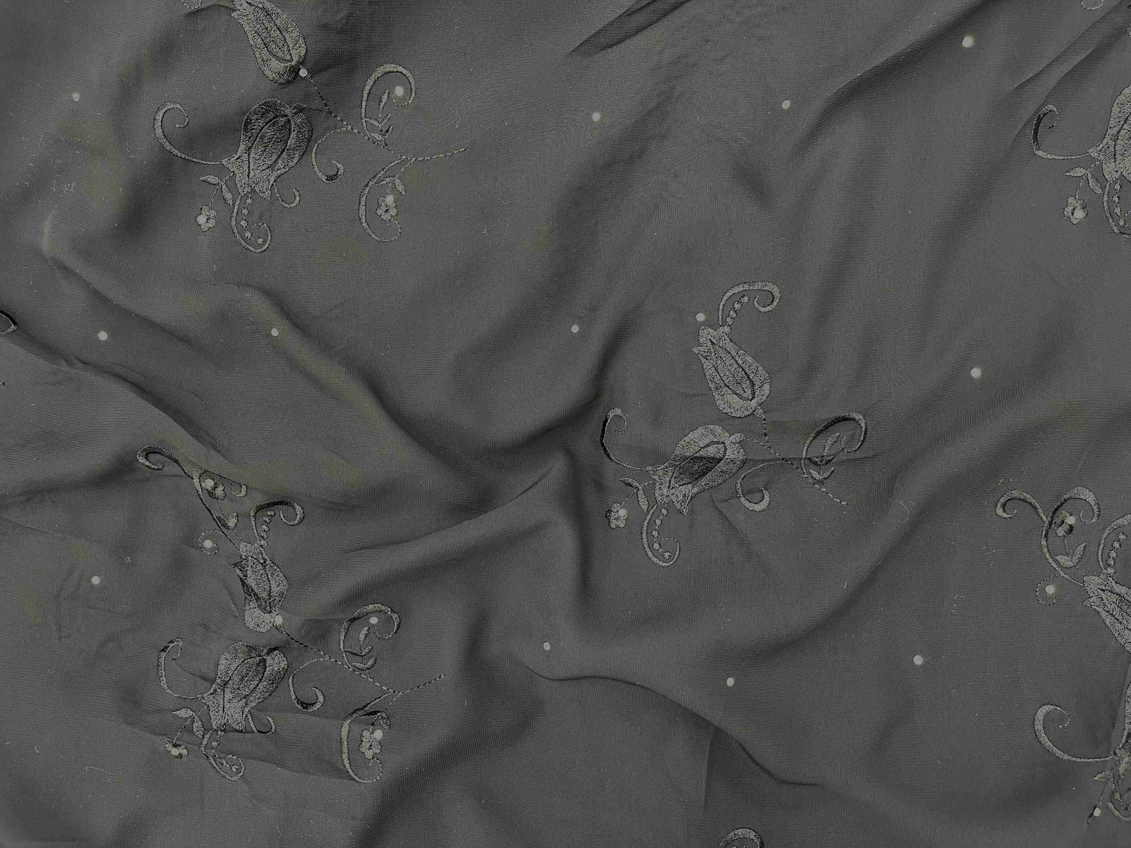 Black Stone Embroidered Georgette Fabric - Cheap Fabrics