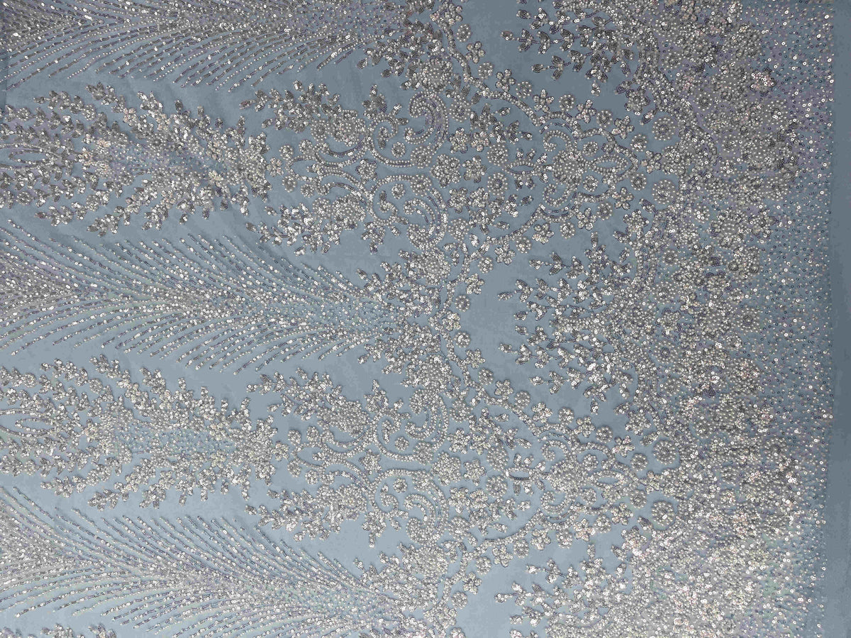 Embroidered Beaded Tulle Fabric - Strictly