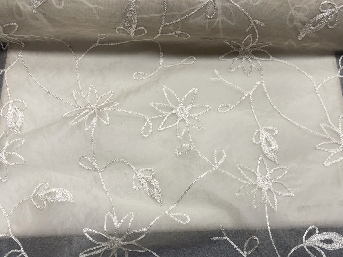 Embroidered Silk Organza Fabric