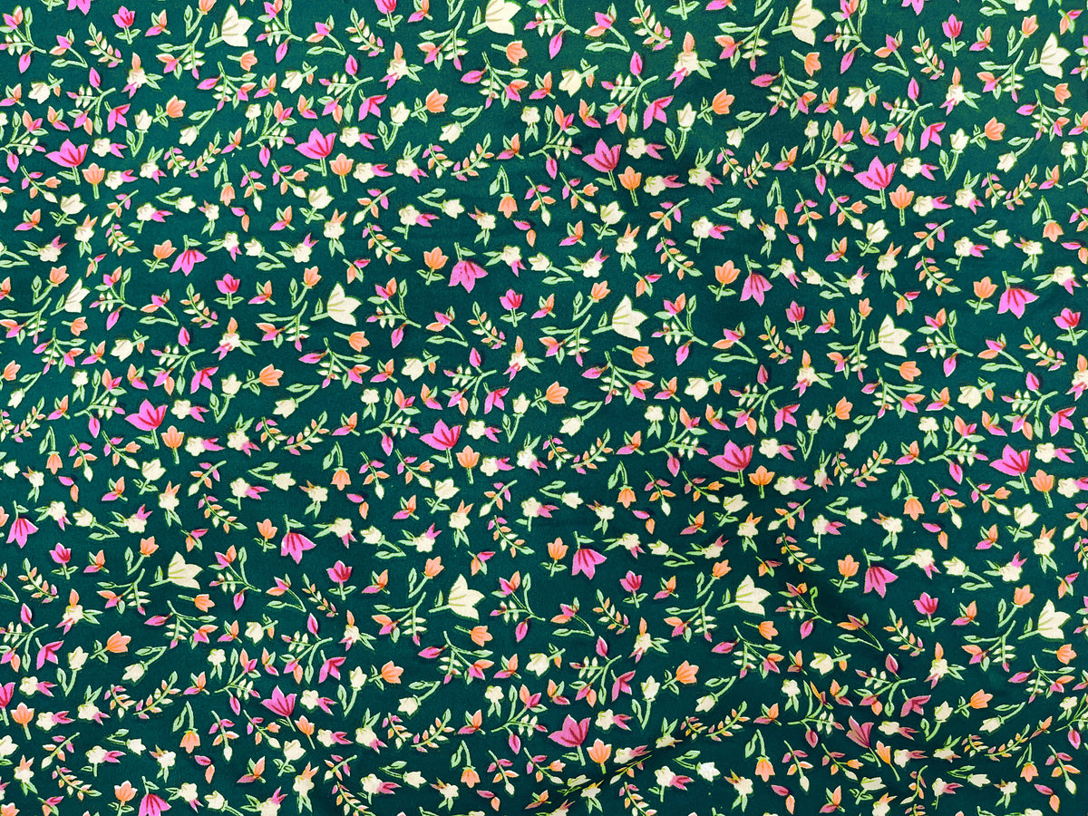 Fleur - Clearance Printed Crepe Fabric - Cheap Fabrics