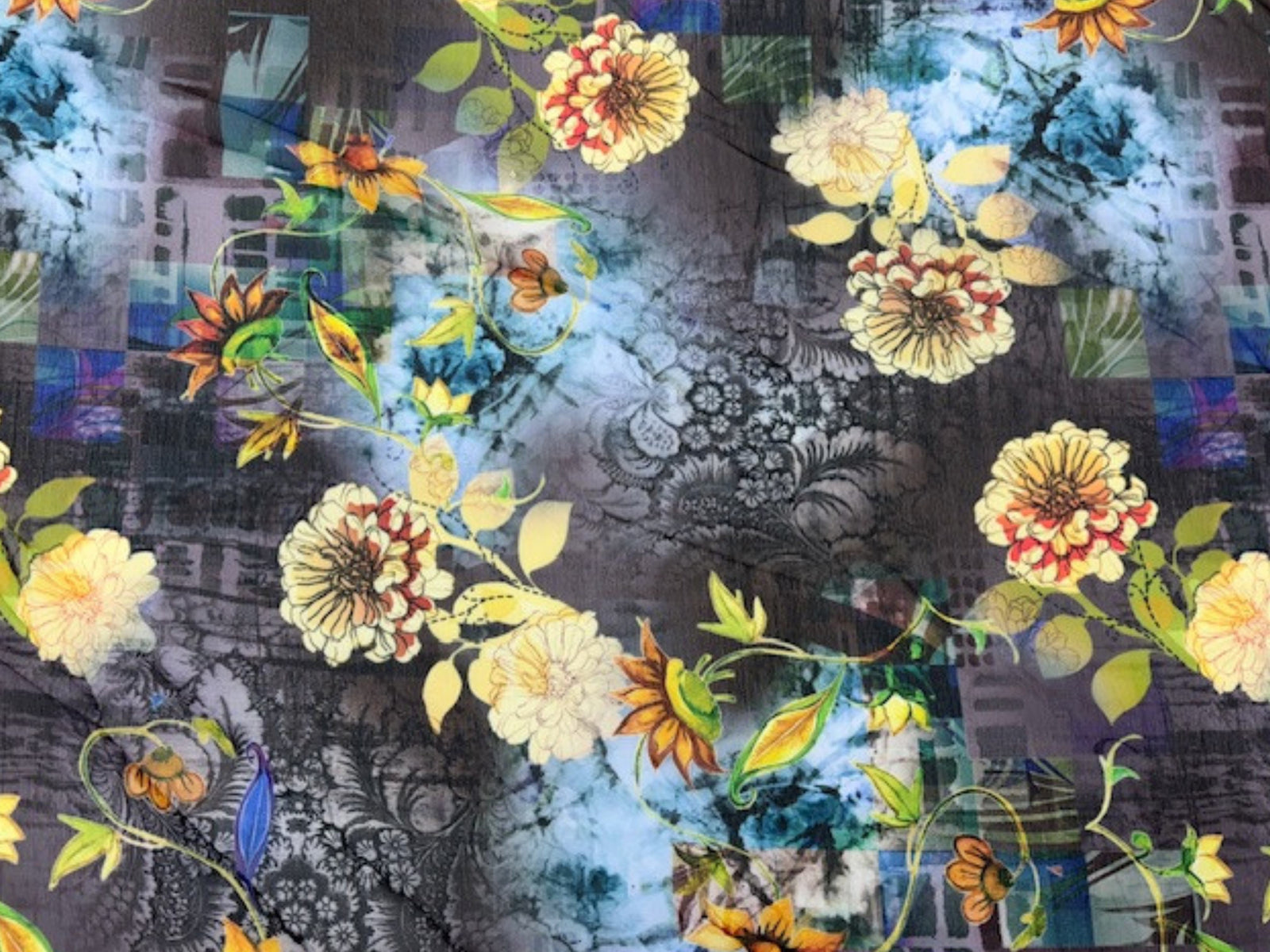Floral Moments - Printed Chiffon - Cheap Fabrics