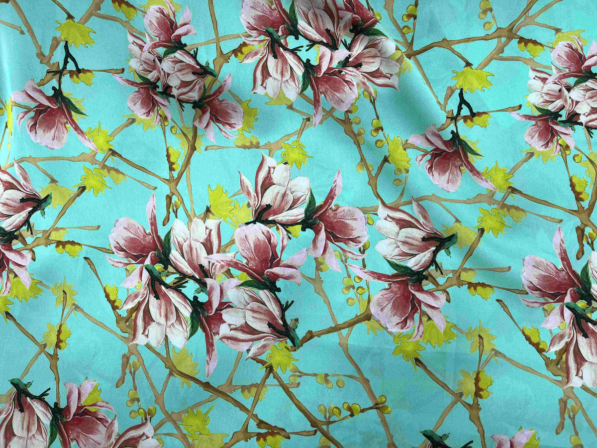 Floral Fusion - Faux Silk Satin - Cheap Fabrics