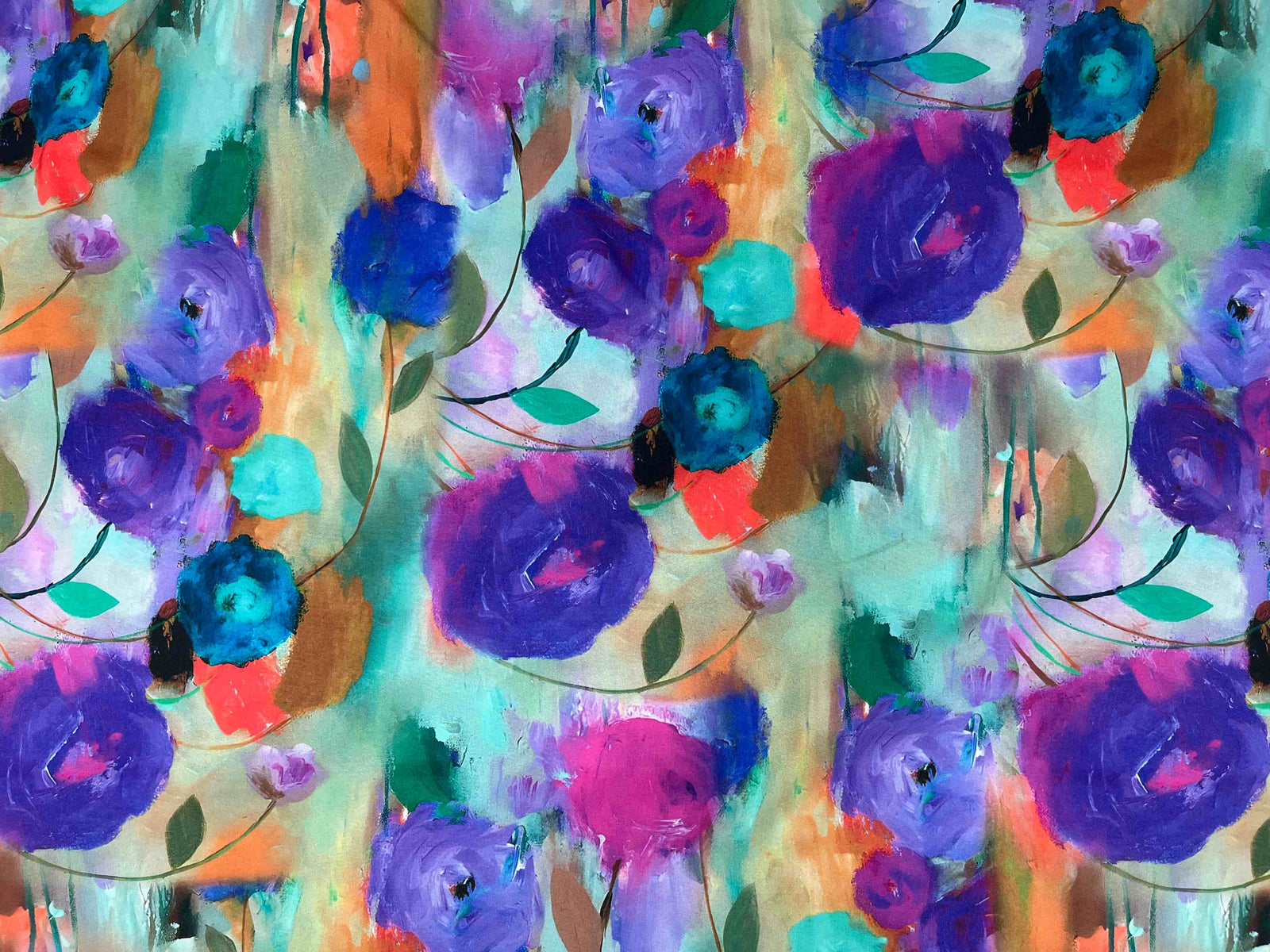 Floral Canvas - Printed Peachskin Fabric - Cheap Fabrics