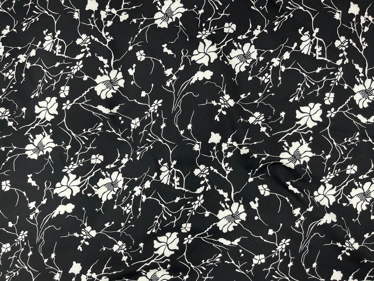 Floral Mono - Printed Crepe Fabric - Cheap Fabrics