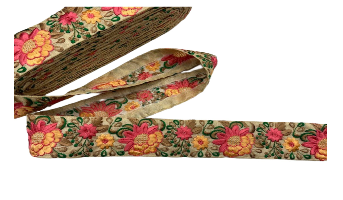Floral Threadwork Fabric Trim (50mm)