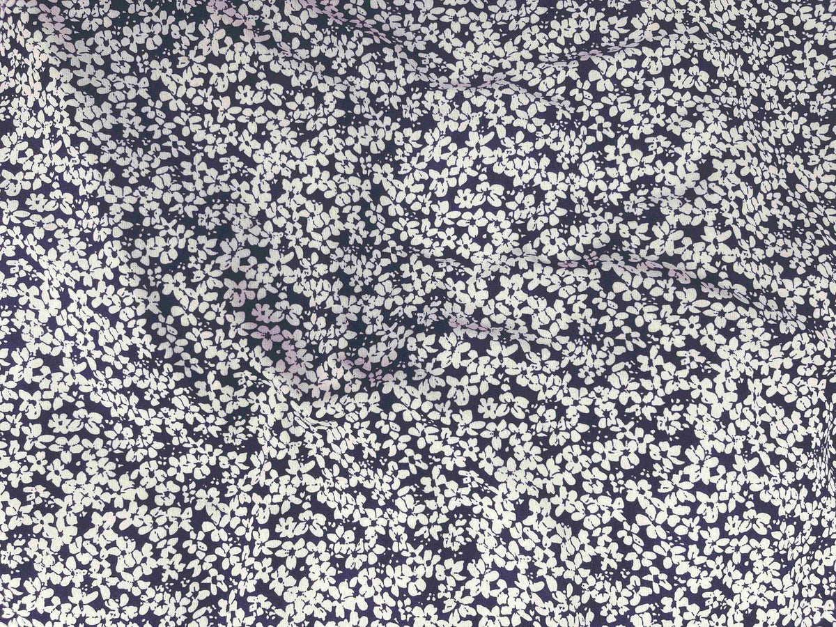 French Navy Floral - Printed Crepe Special - Cheap Fabrics