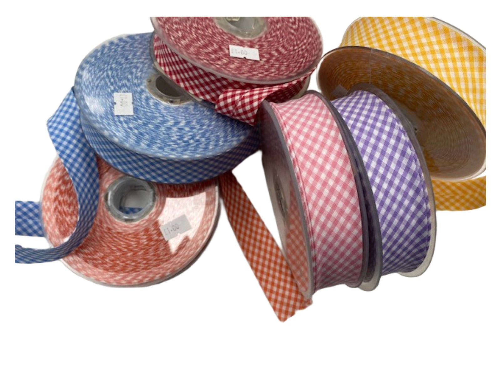 Polycotton Plain Bias Binding Tape - Gingham (30mm Width) - Cheap Fabrics
