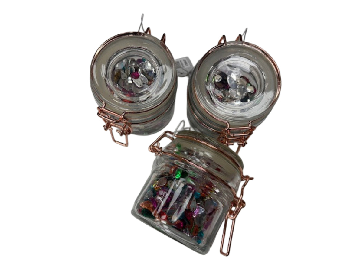 Glass Jar Filled With Sew-On Jewels (54gms) - Cheap Fabrics