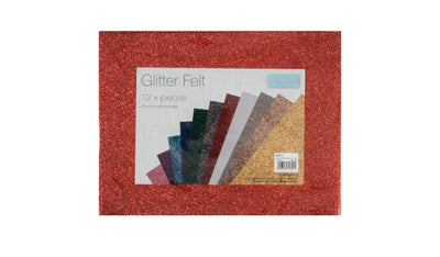 Arts & Craft Glitter Felt Bundle - Acrylic 12 Pieces (30cm x 23cm)