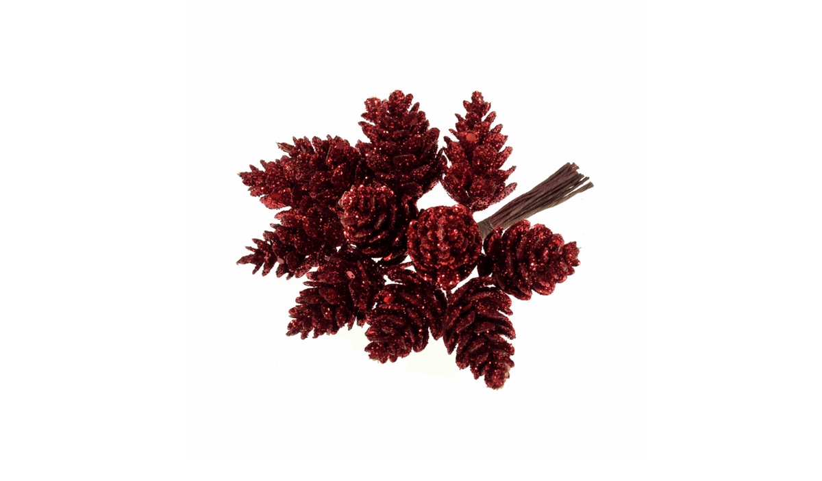 Glittered Pinecones Christmas Bunch - 12 Stems