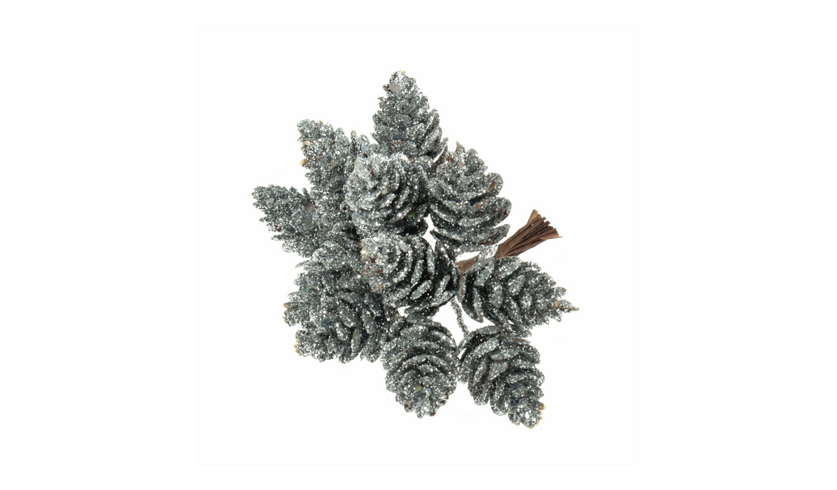 Glittered Pinecones Christmas Bunch - 12 Stems