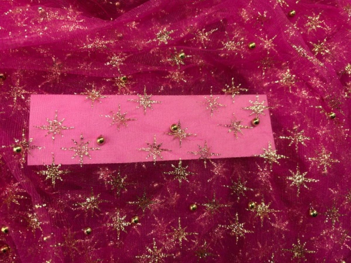 BEADED GLITTERED TULLE - (SHEDS GLITTER) - Cheap Fabrics