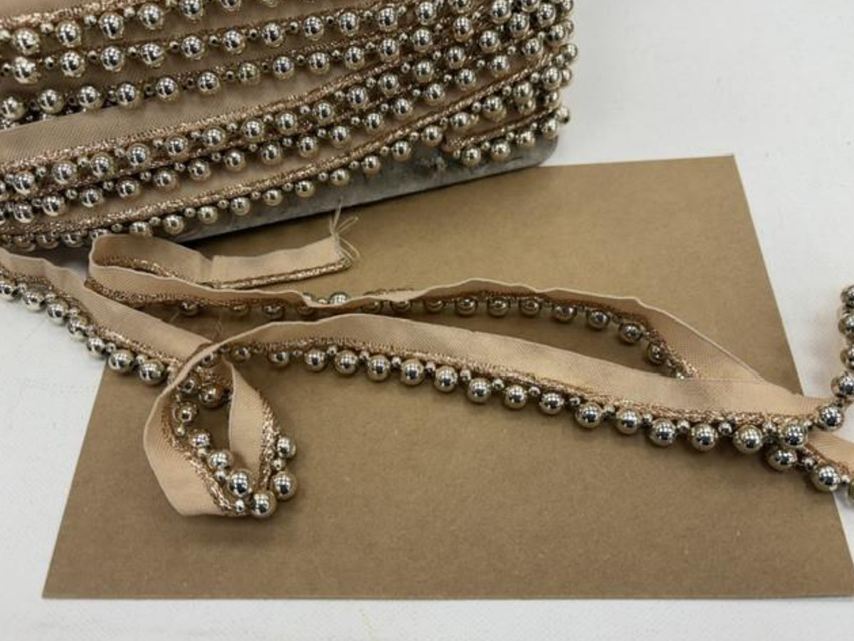 Bobble Beaded Gold Trim - 15/ 20mm (DEFECT)