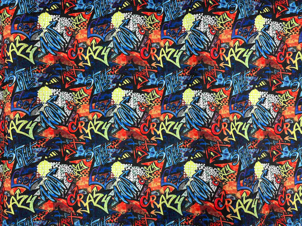 Graffiti - Poly/Cotton Printed Fabric - Cheap Fabrics
