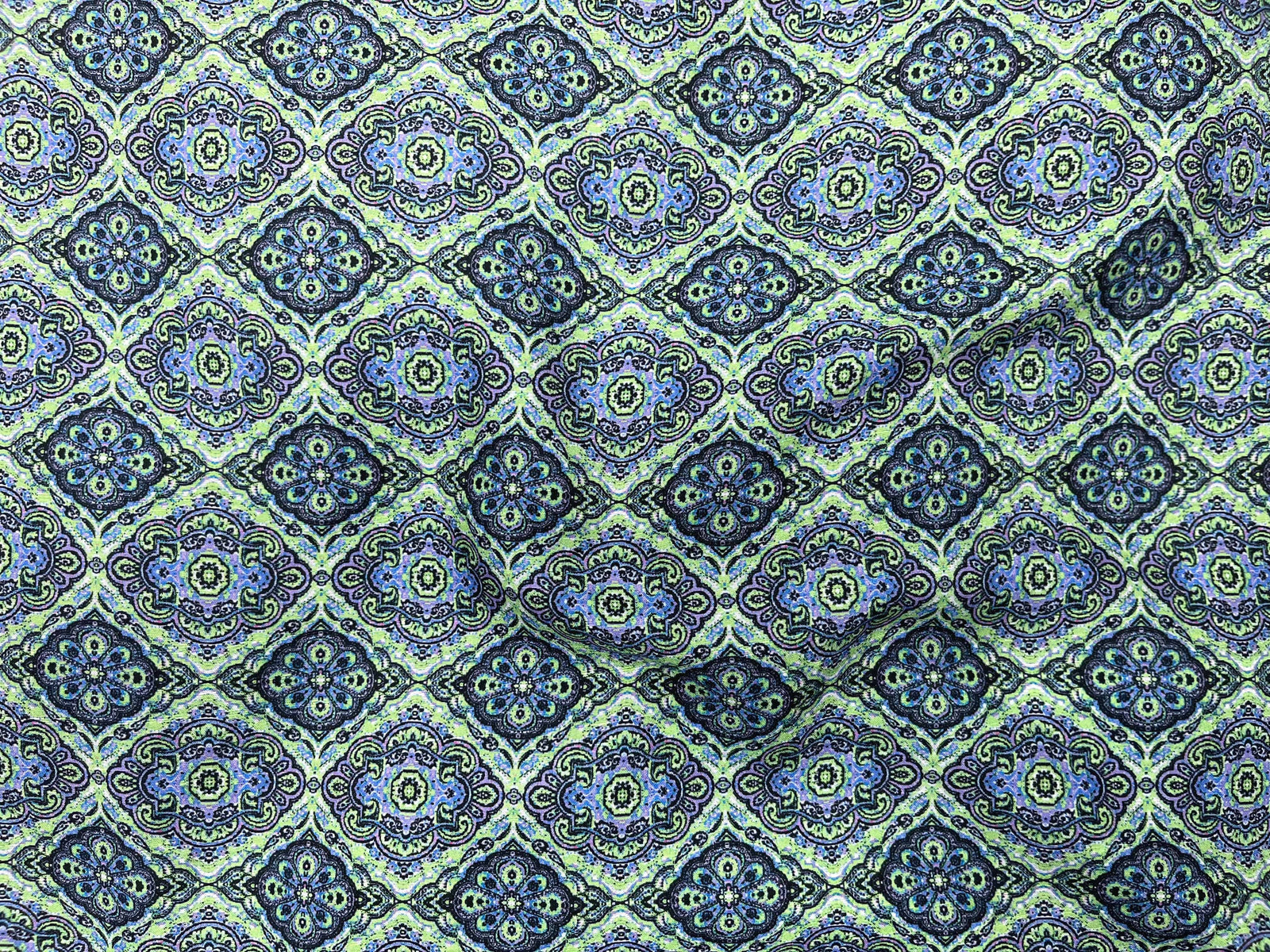 Green Blue Faux Silk Crepe - Cheap Fabrics