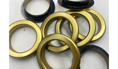 Matt Gold Coated Plastic Curtain Eyelet Rings - (10 pcs) Grommets - 40mm