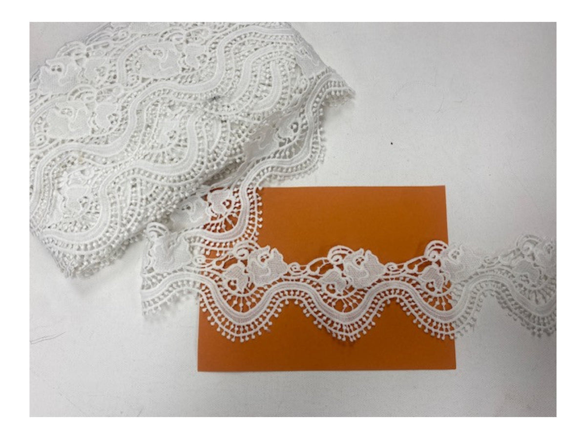 Guipure Cotton Lace Trim -Scalloped - 75mm - Cheap Fabrics