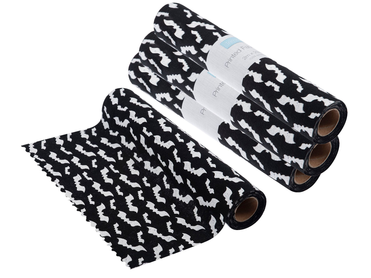 Trimits Halloween bats print fabric roll, 2m x 28cm table runner material