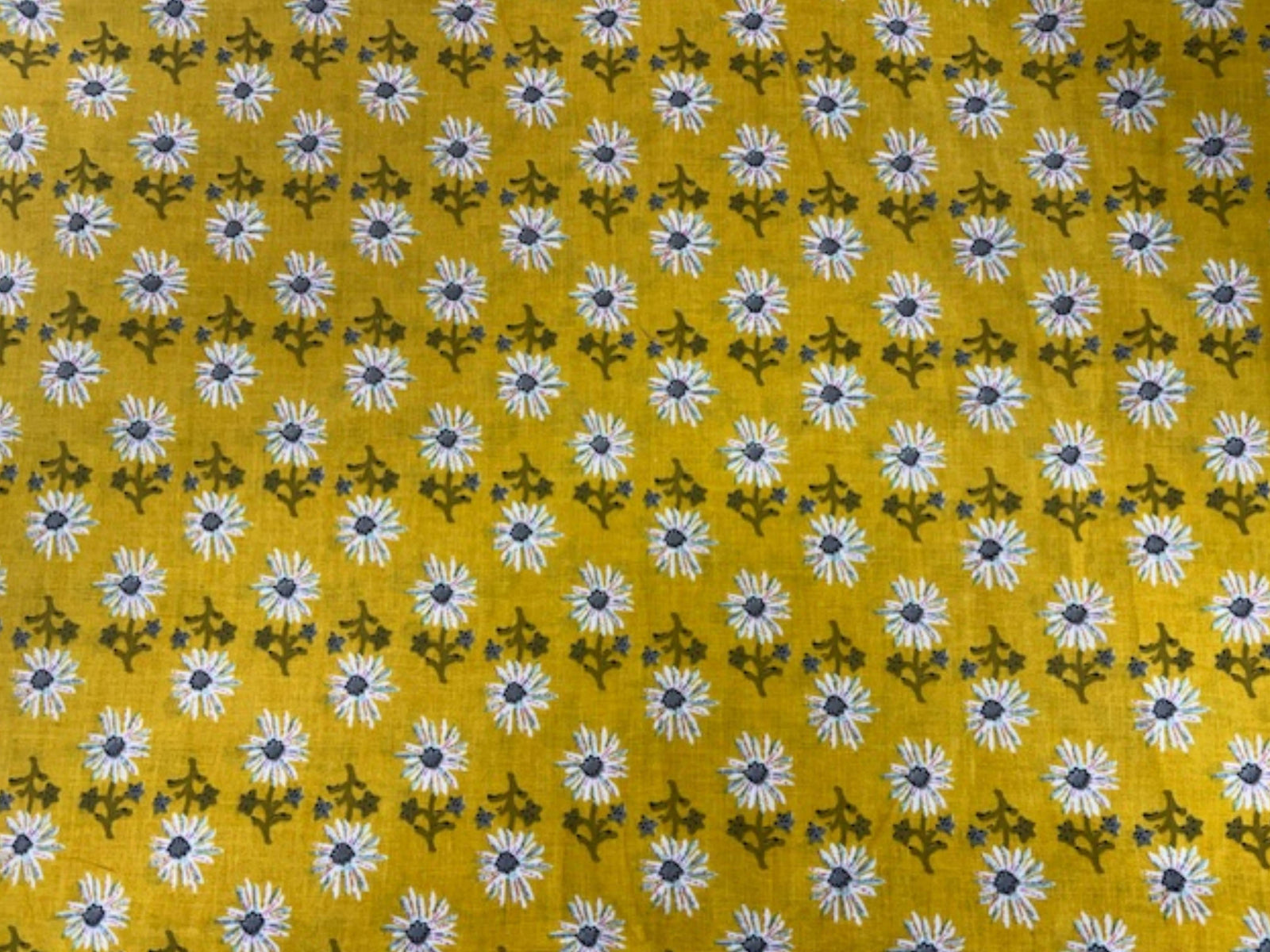Indian Ethnic Cotton Prints fabric featuring a mustard floral design, ideal for traditional clothing and crafted by Cheap Fabrics.