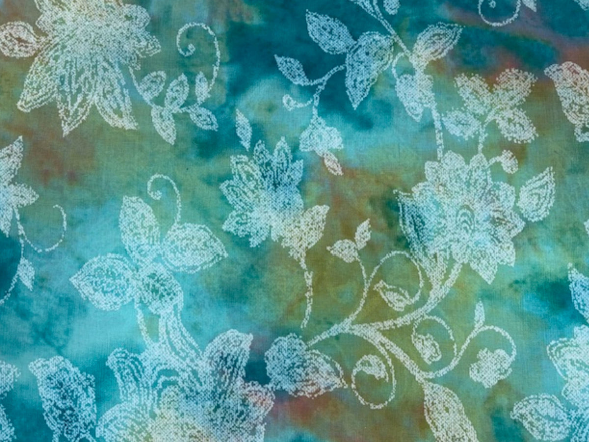 Indian Ethnic Cotton Prints fabric in turquoise waters design, featuring vibrant traditional patterns on soft cotton material.