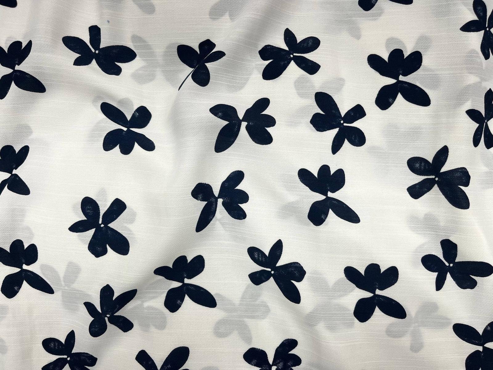 Ivory Blue  - Clearance Printed Crepe Fabric - Cheap Fabrics