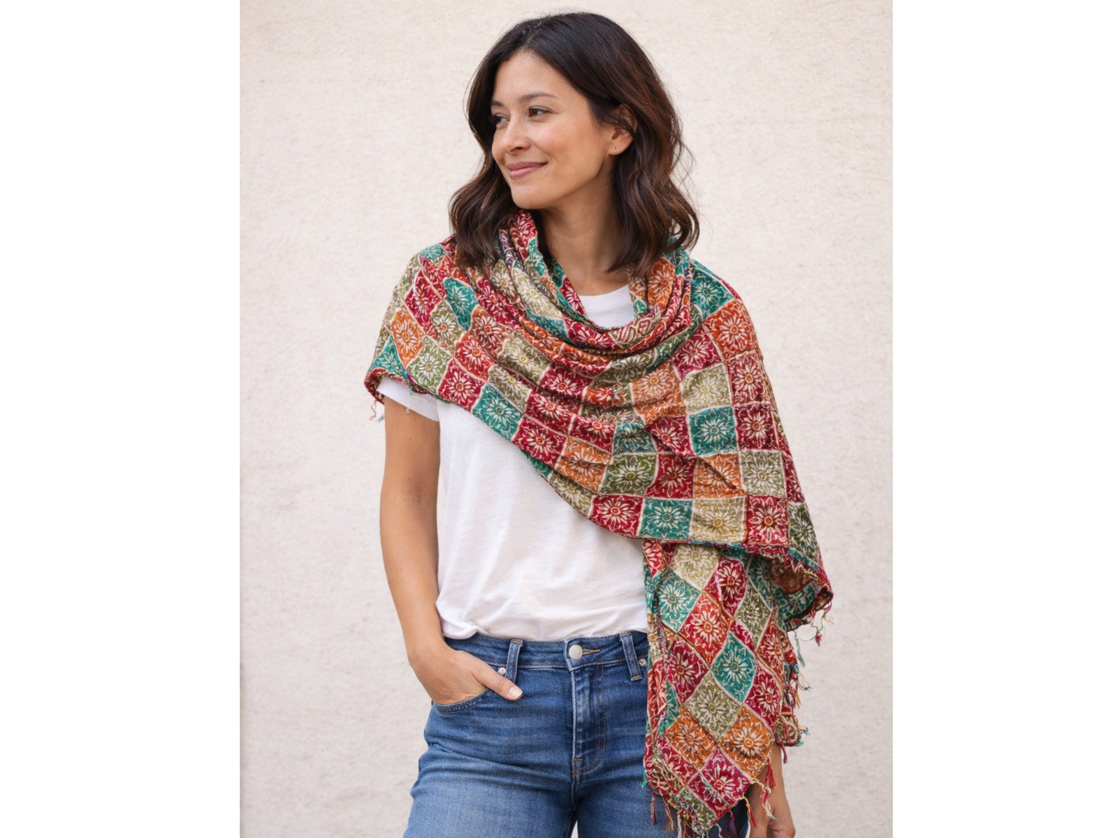Cubic Jaipur -  Ethnic Print Scarf - Cheap Fabrics